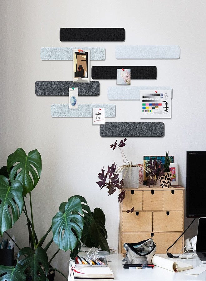 Uoisaiko Felt Pin Board Bar 15"x2", Pack of 8 Bulletin Board Strips with 40 Push Pins, Home Office Memos Notice Boards Felt Wall Tiles - Image 5