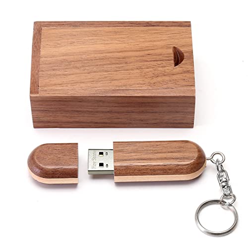 Fire Stone USB Flash Drive Two-Tone Color Wood USB 2.0 Memory Stick Pen Drives with Wooden Box (16GB-2.0) - Image 1