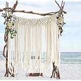 flber Macrame Wall Hanging Boho Wedding Hanger Cotton Handmade Wall Art Home Wall Decor,42"x 35" - Image 1