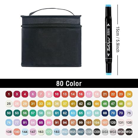 REIL RAID Dual Tip Colorful Art 80 Markers Sketch Pens Colors With Carrying Case For Painting Sketching Drawing -Twin Head Permanent Colouring Marker Pens For Kids Adult, Multicolor (80) - Image 3