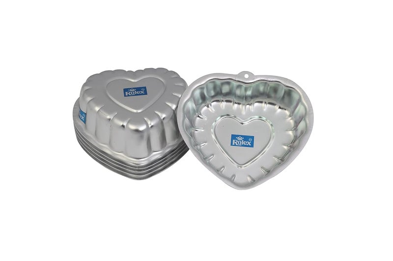 Rolex Aluminium Jelly Cupcake Muffin Mould DecHeart Set of 6 S2 - Image 1