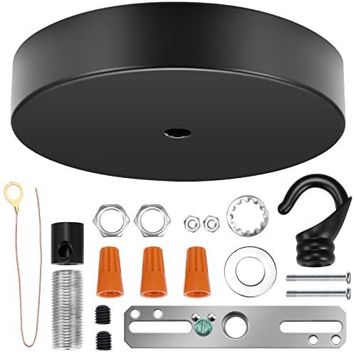 Canomo 6 Inch Ceiling Lighting Canopy Kit Ceiling Plate Cover for Single Pendant Light and Chandelier with All Hardware Includes Loop, Cross Bar and Mounting Screws, Black - Image 1