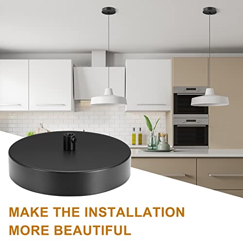 Canomo 6 Inch Ceiling Lighting Canopy Kit Ceiling Plate Cover for Single Pendant Light and Chandelier with All Hardware Includes Loop, Cross Bar and Mounting Screws, Black - Image 3