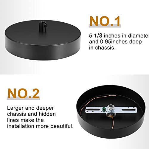 Canomo 6 Inch Ceiling Lighting Canopy Kit Ceiling Plate Cover for Single Pendant Light and Chandelier with All Hardware Includes Loop, Cross Bar and Mounting Screws, Black - Image 4