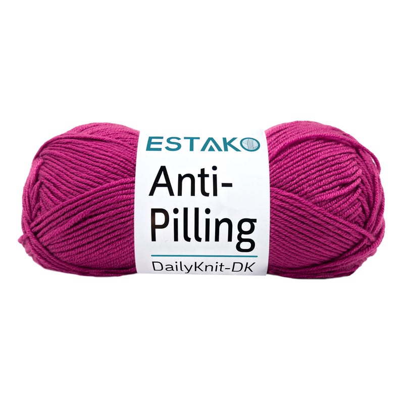 Estako DailyKnit-DK - 100% Anti-Pilling Acrylic Yarn - Soft DK Light Weight #3 - (3.52 oz / 273 Yds) - for Knitting & Crocheting (80036 - Fuchsia) - Image 1