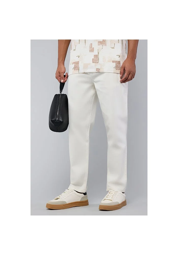 R&b  Solid Straight Fit Jeans with Button Closure for Men | Best Price UAE