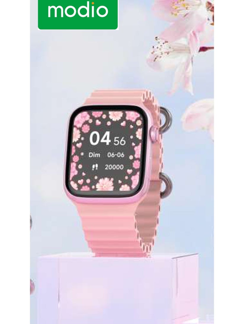 modio Modio MW13 Mini Women's Smart Watch with 36mm Display 3 Pair Straps Anlog Watch Bracelet Ring Earings Set Combo Pink  - Image 1