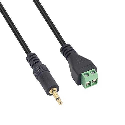 XMSJSIY 3.5mm Terminal Block Cable, 1/8 Inch TS Mono Solderless Screw Terminal Speaker Wire 3.5mm 2 pole Male to 2Pin Bolt Headphone Balum Patch Cord (2 Pack-32CM) - Image 2