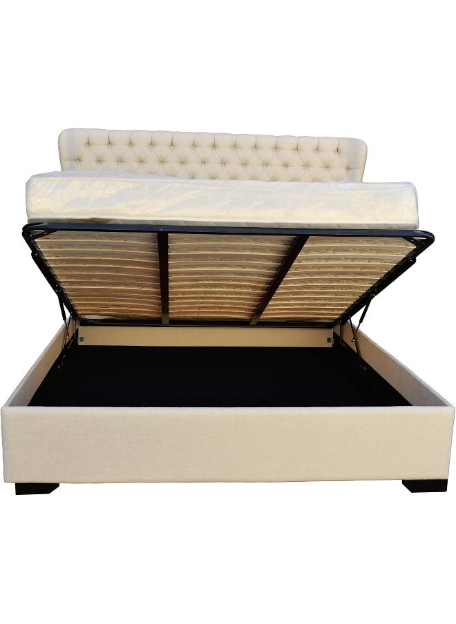 R2R FURNITURE - Hand Made Beautiful King Size Bed With Gas Lift-Up Mechanism And Spring Mattress By R2R Furniture - Image 1