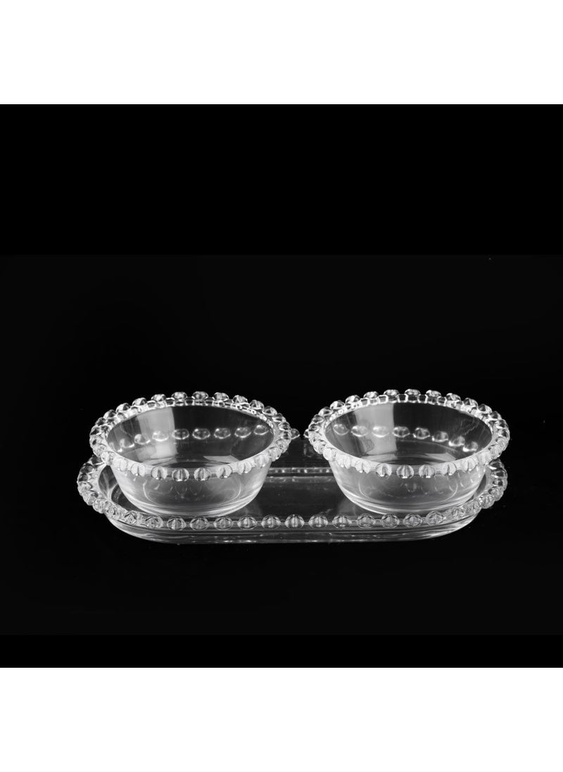 Kosova - Kosovo Heart Glass 3 Piece Bowl with Tray - Image 1