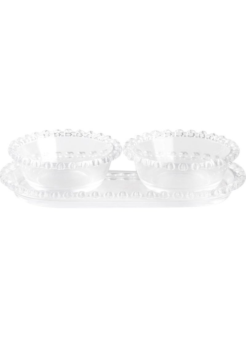 Kosova - Kosovo Heart Glass 3 Piece Bowl with Tray - Image 1