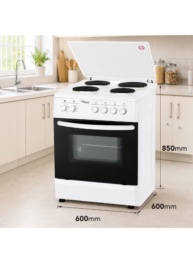 SUPER GENERAL 4 Hot Plate Electric Cooker 60 x 60 cm, Electric Oven with Splash Protection, 1 year warranty SGC6041BS White/Black - Image 3