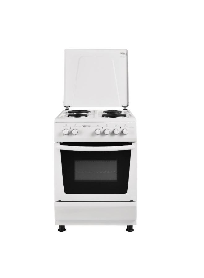 SUPER GENERAL 4 Hot Plate Electric Cooker 60 x 60 cm, Electric Oven with Splash Protection, 1 year warranty SGC6041BS White/Black - Image 1