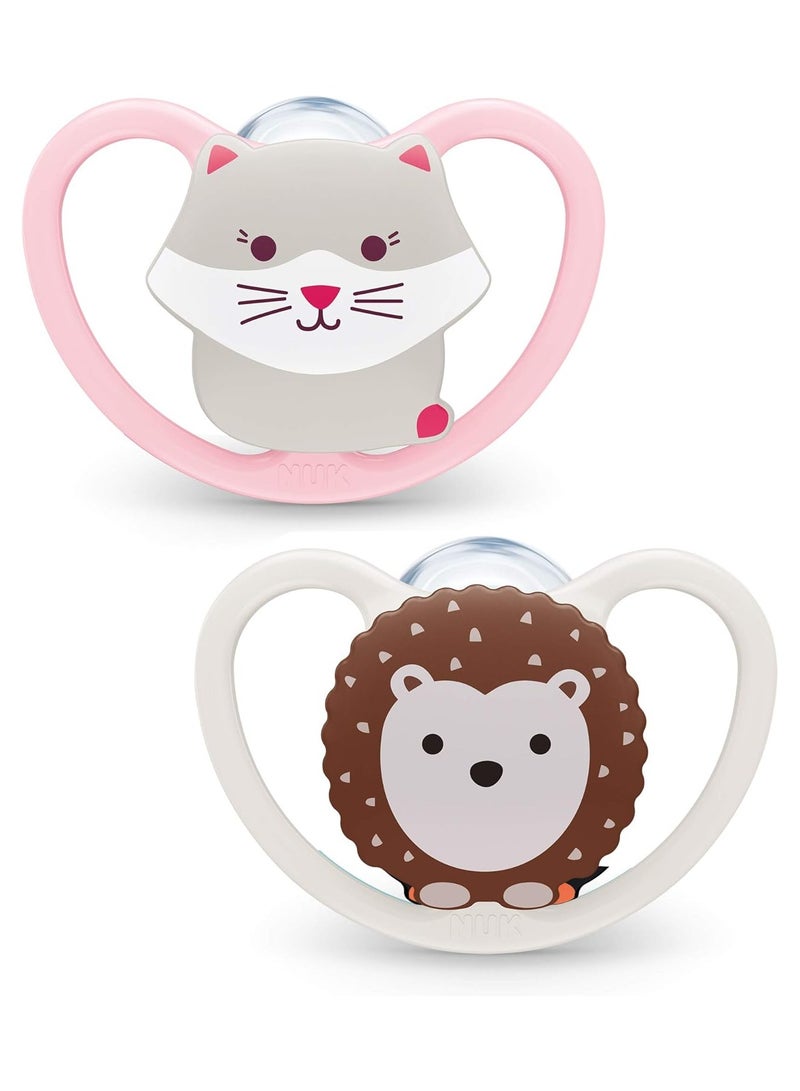 نوك لهاية سيليكون فضائية من 0 إلى 6 أشهر، عبوة من قطعتين