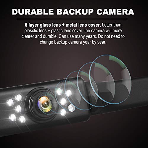 GLK Car Backup Camera HD Night Vision Rear View Camera License Plate Camera with 9 LED Lights, Font & Rear Camera, Wide View Angle, IP69K Waterproof Reverse Camera for Cars,SUV,Trucks,RV, Pickup - Image 3