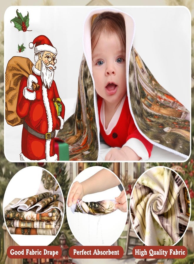 FuWeave مجموعة ستارة دش عيد الميلاد 8 قطع من فويف مع ديكور حمام سانتا شجرة عيد الميلاد مناشف يد رجل الثلج غطاء مرحاض سجادات حمام ستارة دش عيد الميلاد مع خطافات (أسلوب المزرعة)  - Image 4