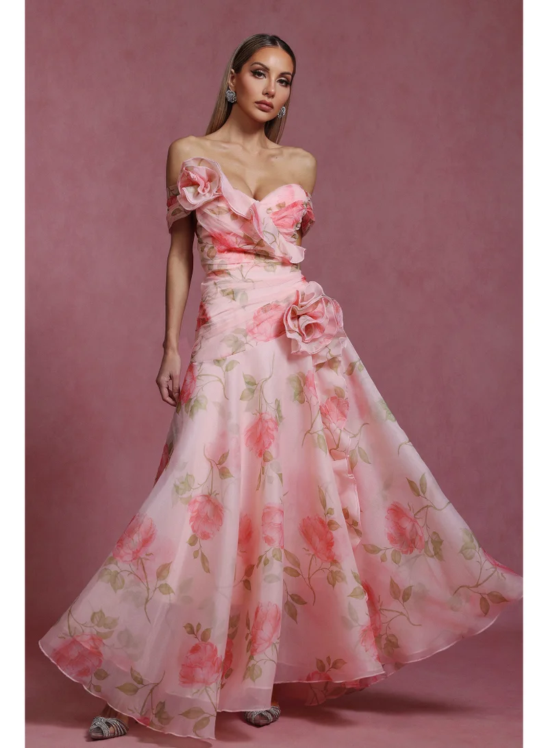 Bella Barnett Jussi Sleeveless Flowers Flounce Maxi Dress