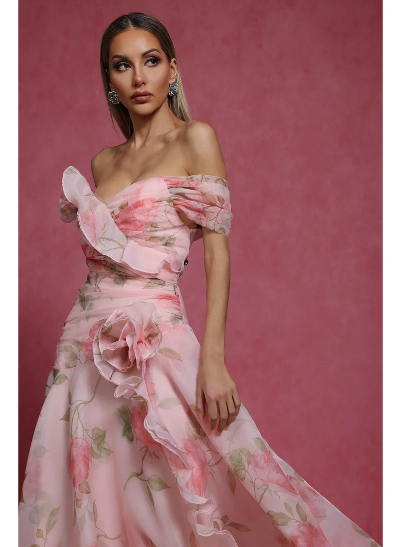 Bella Barnett Jussi Sleeveless Flowers Flounce Maxi Dress