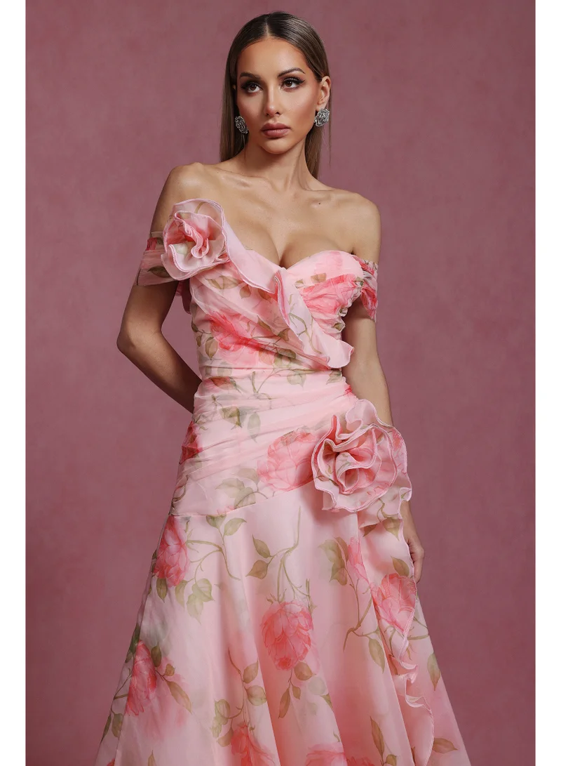 Bella Barnett Jussi Sleeveless Flowers Flounce Maxi Dress