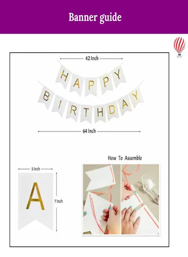 HK balloons Paper 53 Piece Violet 1St Birthday Girl Decoration Item Set Combo With Month Banner Decorations For A Violet-Themed Birthday Celebrations For Girls 1St Birthday Decorations Backdrop Kit - Image 3