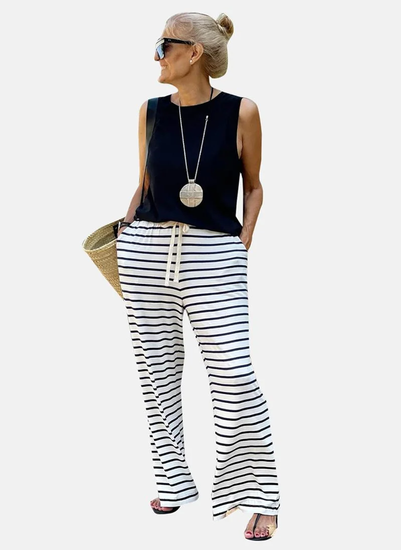 يونيكي White Striped Casual Trousers