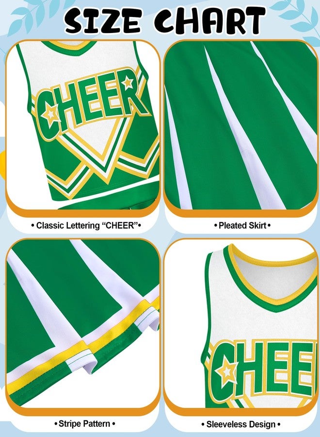 JenPen Cheerleader Costume, 5 Pieces Cheerleading Outfits for Cheer Uniform, 3-9 Years(5-7 Years,Green) - Image 3