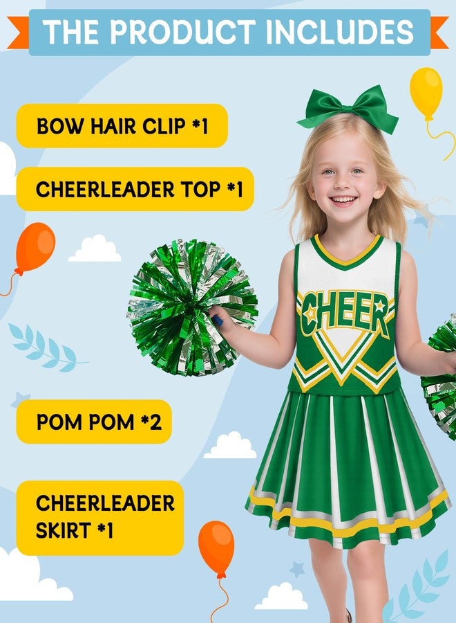JenPen Cheerleader Costume, 5 Pieces Cheerleading Outfits for Cheer Uniform, 3-9 Years(5-7 Years,Green) - Image 2