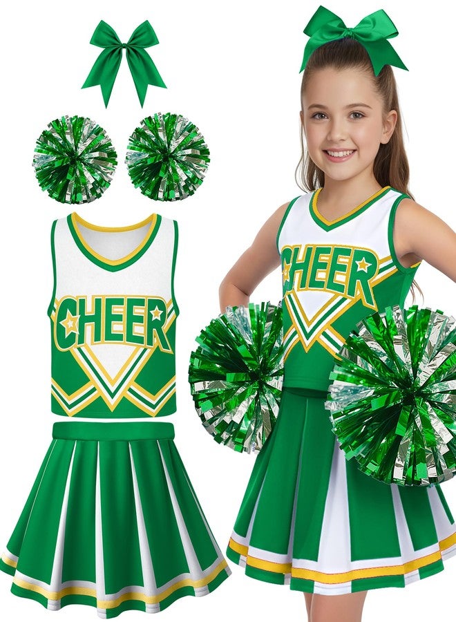 JenPen Cheerleader Costume, 5 Pieces Cheerleading Outfits for Cheer Uniform, 3-9 Years(5-7 Years,Green) - Image 1