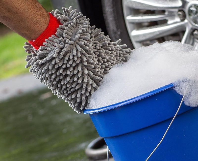 Auto Hub Chenille Microfiber Wash Mitt, Car Cleaning Gloves with Thick Plush, Ultra Soft Strands, Scratch Free and Water Absorbent Microfiber Gloves for Car & Bike Washing Pack of 3 - Image 2
