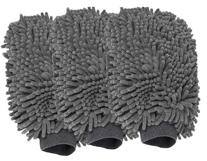 Auto Hub Chenille Microfiber Wash Mitt, Car Cleaning Gloves with Thick Plush, Ultra Soft Strands, Scratch Free and Water Absorbent Microfiber Gloves for Car & Bike Washing Pack of 3 - Image 1