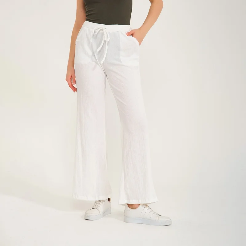 Barbora Casual Summer Comfortable Cut Women's Trousers BT239WHITE1