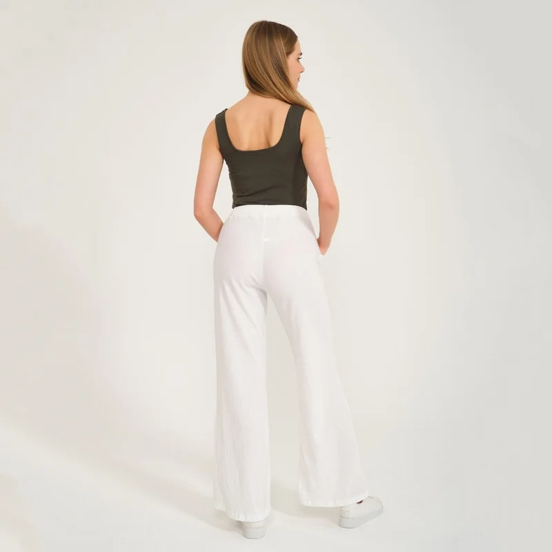 Barbora Casual Summer Comfortable Cut Women's Trousers BT239WHITE1