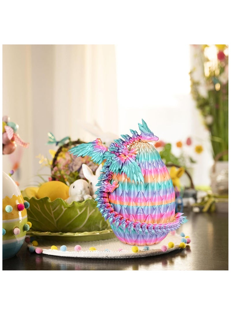 3D Printed Dragon Egg with Articulated Flying Dragon Inside, Large 9" 3D Printed Dinosaur in Colorful Eggs for Kids 5-12, Home Figurine Decor and Easter Basket Stuffers (Rainbow) - Image 2