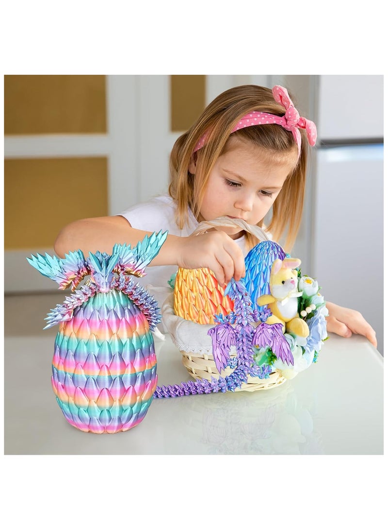 3D Printed Dragon Egg with Articulated Flying Dragon Inside, Large 9" 3D Printed Dinosaur in Colorful Eggs for Kids 5-12, Home Figurine Decor and Easter Basket Stuffers (Rainbow) - Image 4