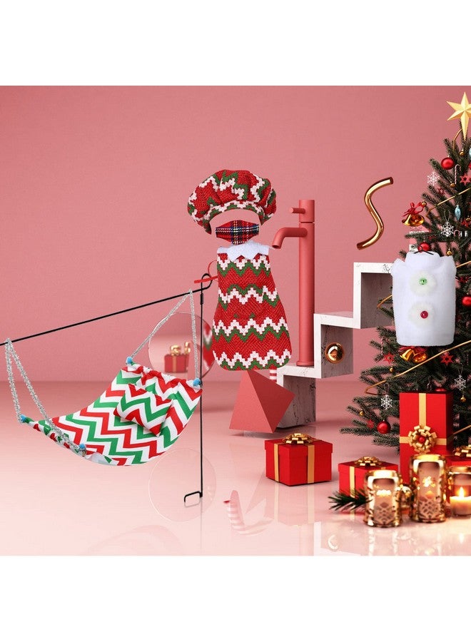 اوريهير مجموعة إكسسوارات دمية قزم عيد الميلاد من Aoriher مكونة من 10 قطع تتضمن مجموعة ملابس دمية قزم وحقيبة نوم للدمية ورداء حمام ومئزر وقبعة طاهٍ وأرجوحة وقناع دمية قزم لعيد الميلاد وأزياء دمية قزم (غزال) - Image 5