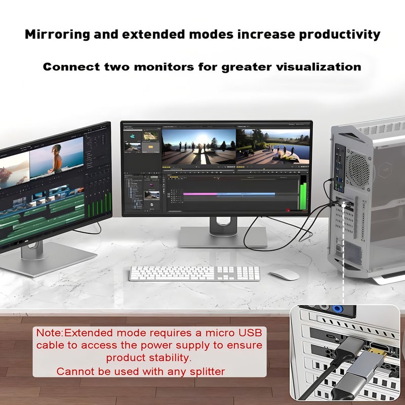 محوّل HDTV إلى DisplayPort 4K 60Hz HDTV إلى DP محوّل ذكر إلى أنثى رمادي لبطاقة رسومات الكمبيوتر المحمول - Image 4