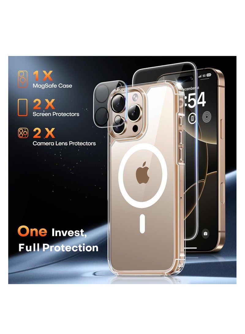 اووكاي [5 في 1] جراب مغناطيسي متوافق مع iPhone 16 Pro [مضاد للاصفرار] [مناسب لـ Magsafe] مع واقي شاشة (عبوة من قطعتين) + واقي عدسة الكاميرا (عبوة من قطعتين)، غطاء جراب شفاف - Image 4