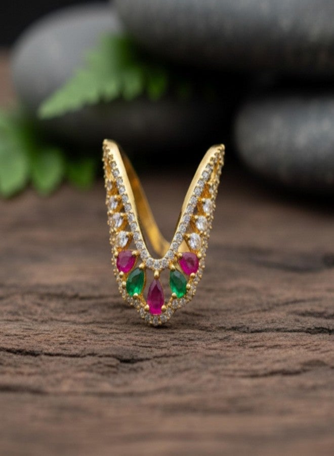 ZEELLO Gold Plated Vanki Ring For Women | Gift for Women and Girls, CZ Cubiz Zirconia Finger Ring - Image 3