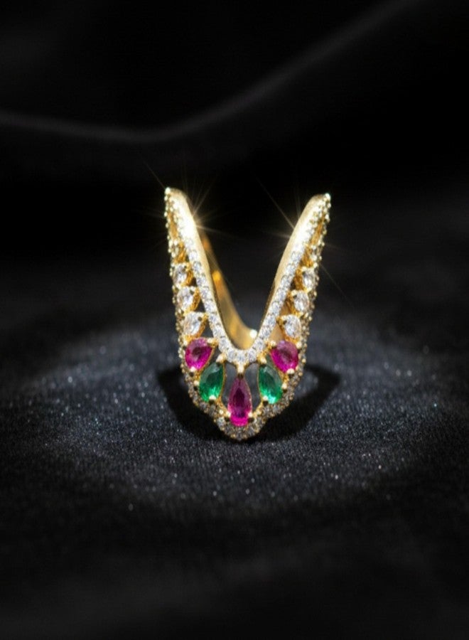ZEELLO Gold Plated Vanki Ring For Women | Gift for Women and Girls, CZ Cubiz Zirconia Finger Ring - Image 4