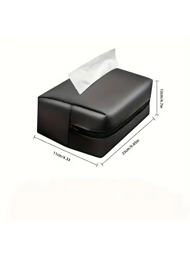Black Oversized Car Tissue Box Holder Armrest Organizer with Drawstring Bag - Image 2