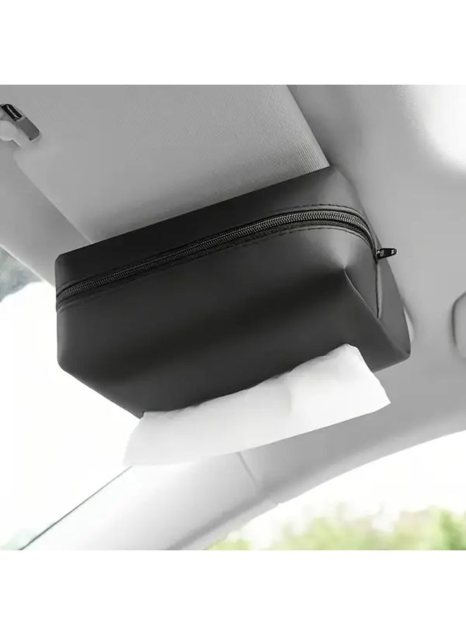 Black Oversized Car Tissue Box Holder Armrest Organizer with Drawstring Bag - Image 4
