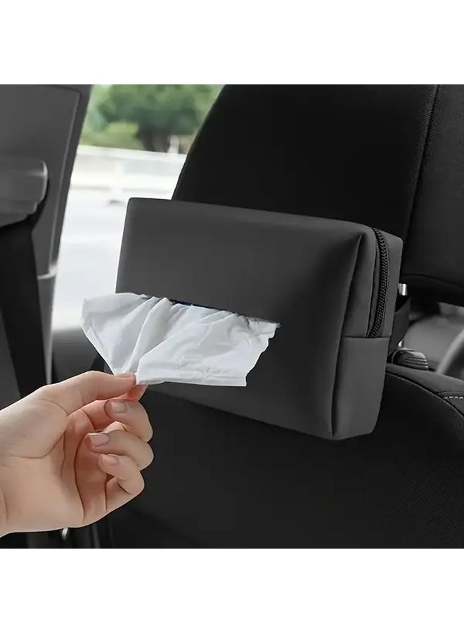 Black Oversized Car Tissue Box Holder Armrest Organizer with Drawstring Bag - Image 5