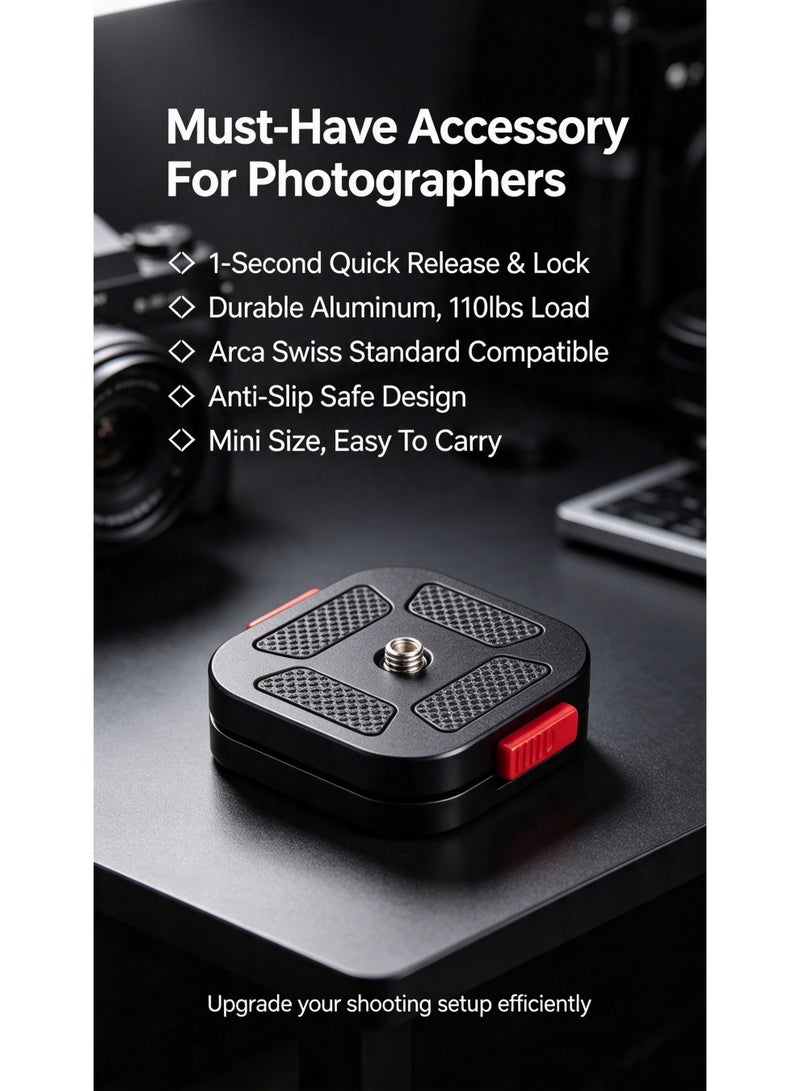 HPMY Quick Release Plate, Camera Tripod Mount Arca Swiss QR Plate Fast Claw Clamp Compatible with Canon Sony Nikon Pentax DSLR/SLR/Zhiyun/Feiyu/DJI/Moza Stabilizer, Tripod Slider Gimbal - Image 2