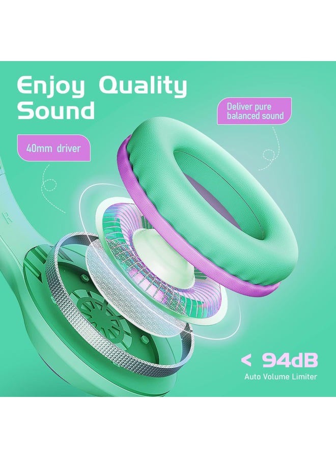 Over Ear Kids Headphones with HD Mic, 85/94dB Volume Limit Lightweight Kids Headphones with Comfortable Earpads, Foldable Design, Stereo and Premium Sound Quality for Boys Girls Teens Toddler - Image 4