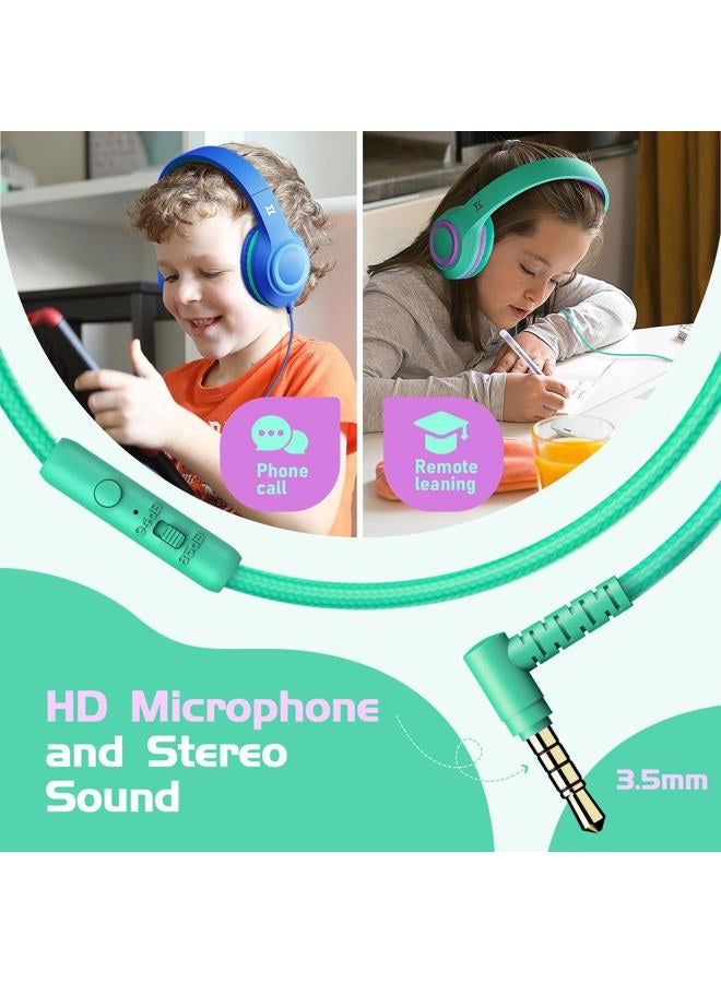 Over Ear Kids Headphones with HD Mic, 85/94dB Volume Limit Lightweight Kids Headphones with Comfortable Earpads, Foldable Design, Stereo and Premium Sound Quality for Boys Girls Teens Toddler - Image 2