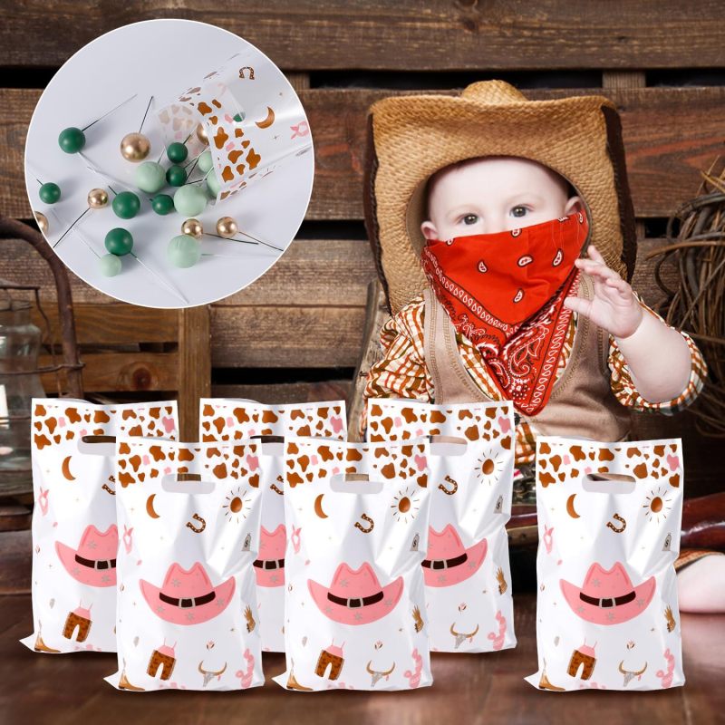 Western Cowboy Party Favor Bags, Plastic Goodie Bags with Handles, Western Theme Birthday Supplies for Kids, 50 Pack - Image 5