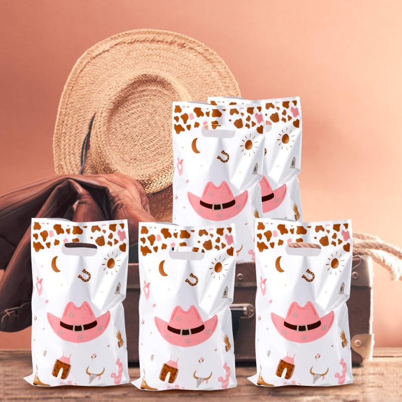 Western Cowboy Party Favor Bags, Plastic Goodie Bags with Handles, Western Theme Birthday Supplies for Kids, 50 Pack - Image 4
