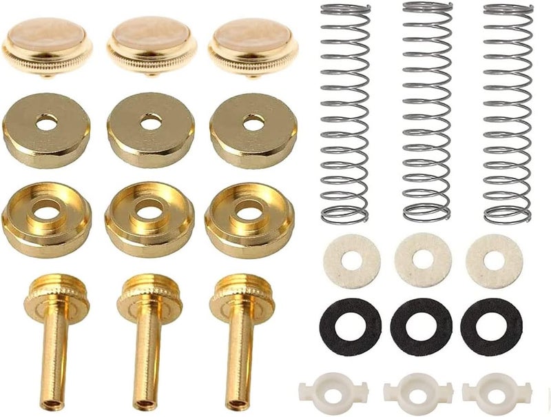 TUOREN Trumpet Valve System Replacement Parts Set of 24pcs - Gold - Image 1