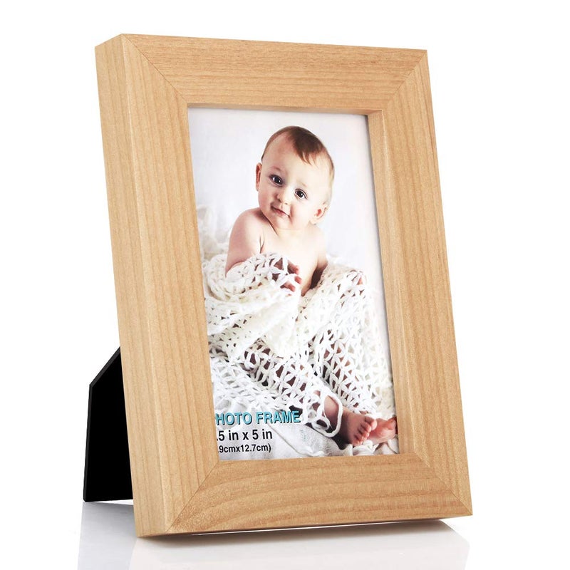 RPJC 35x5 inch Picture Frame Made of Solid Wood High Definition Glass for Table Top Display and Wall Mounting Photo Frame Natural