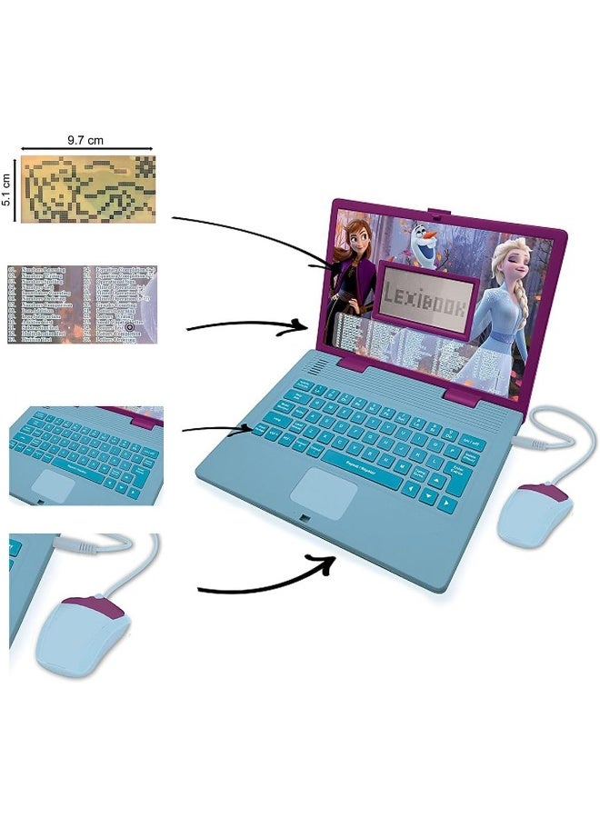 Lexibook Disney Frozen 2 Educational Bilingual Laptop for Kids – Spanish & English Learning Toy with 124 Activities, Elsa & Anna Theme Kids Computer for Learning, Games & Music, Blue/Purple - Image 3